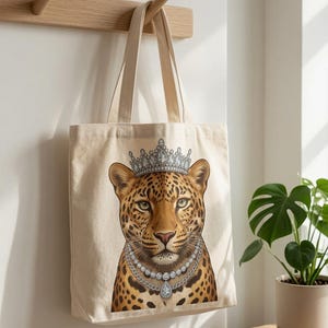 Bortskämd leopard PNG sublimeringsdesign - trendig djurclipart - glamour gepard med diamantkrona - streetwear DTF-tryck -