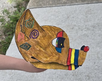 Jester themed dragon puppet