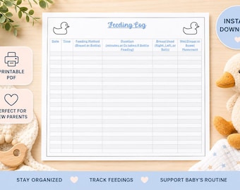 Baby Feeding Log Printable: Newborn Tracker (Digital Download)