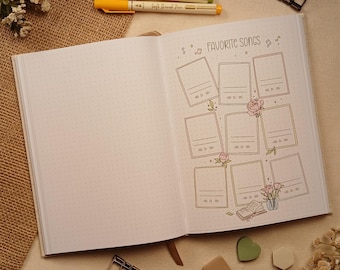 Favorite Songs Tracker V2 | Stick-In-Page | A5 Format | Tracker | Music Log & Playlist Journal | Colored or Black and White