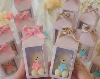 Custom Teddy Bear Candles – Baby Shower Favors, Scented Soy-Blend Guest Gifts Boy or Girl
