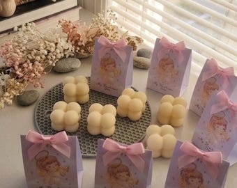 Custom Mini Bubble Candle Favors, Personalized Baptism Keepsake, Baby Shower Gift, First Communion Decor.