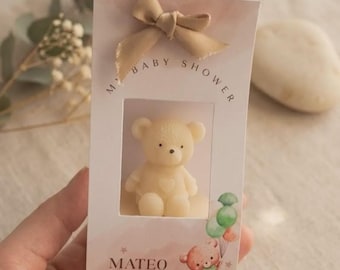 Teddy Bear Candle Favors, Baby Shower, Newborn Keepsake, Bulk Party Gifts