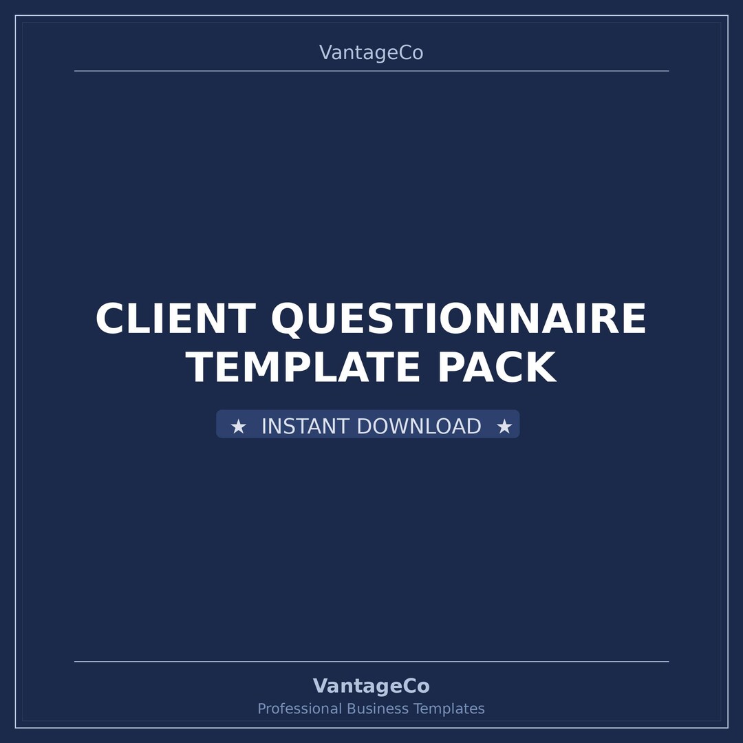 Client Questionnaire Template Pack | Client Intake Form | Discovery ...