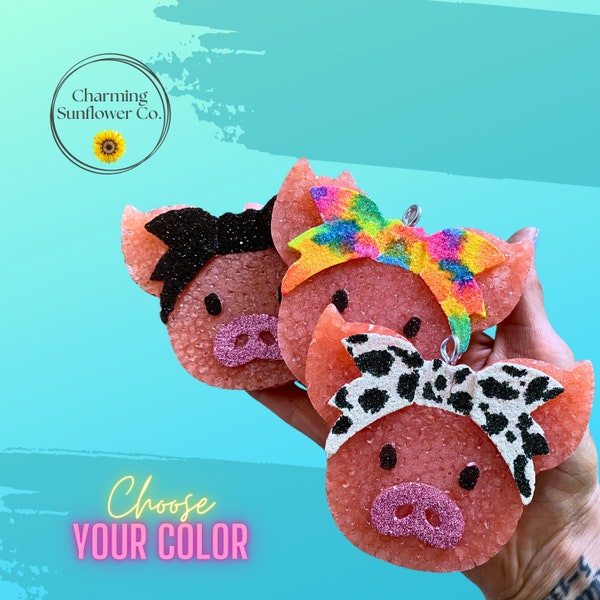 Cute Piggy // Pig Freshie // Farm Animal // Pig With Bow // Air Freshener // Car Scent // Car Accessories // 4"