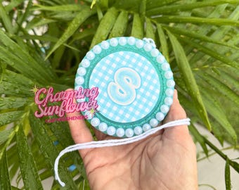 Teal Pearl Monogram Letter With Pearls Car Freshener