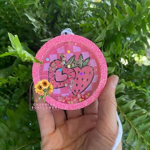 Strawberry Heart Shaker Car Freshener