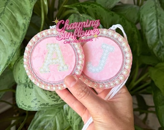 Pearl Monogram Letter With Pearls Car Freshie