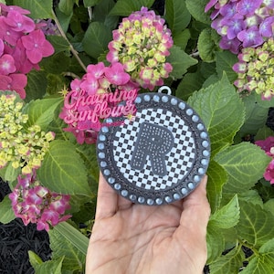 Checkered Monogram Letter Car Freshener