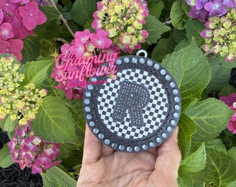 Checkered Monogram Letter Car Freshener