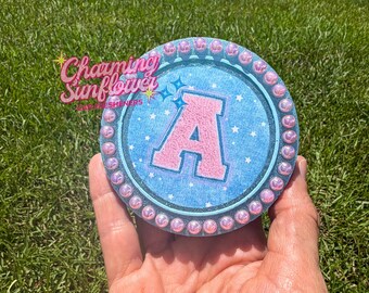 Denim & Pearls Monogram Letter Patch Car Freshie