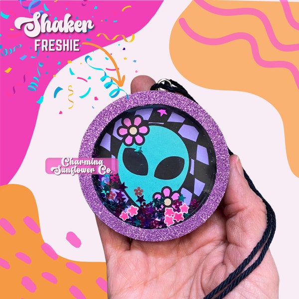 Shaker Freshie // Alien // Retro Alien // Flower // Checkered // Air Freshener // Car Scent // Car Accessories // 3"