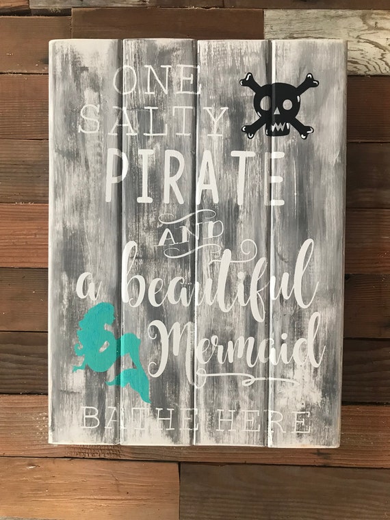 Bathroom Sign Bathroom Decor Salty Pirate Beautiful Etsy