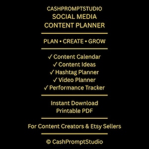 Social Media Content Planner | Content Calendar | TikTok Planner | Instagram Planner | Small Business Marketing Workbook | Printable PDF