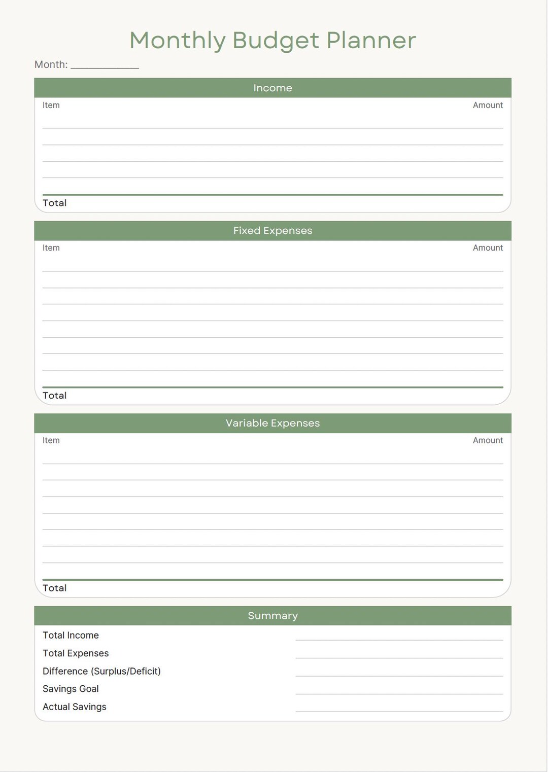 Monthly Budget Planner | Printable PDF & Canva Template | A4 - Etsy