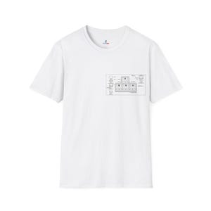 Camiseta WASD Gamer - Desenho Técnico de um Teclado Mecânico - Estampa nas Costas e no Peito - Camiseta para Desenvolvedores Geeks - Impressa na França