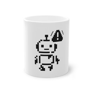 Mug Error 404 - Pixel Art Mug - Black Robot on White Background - 11oz
