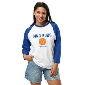 Camiseta BING BONG para as Finais de 2026 – Camiseta Raglan de Manga 3/4 para Fãs de Basquete de Nova York (Masculina e Feminina)