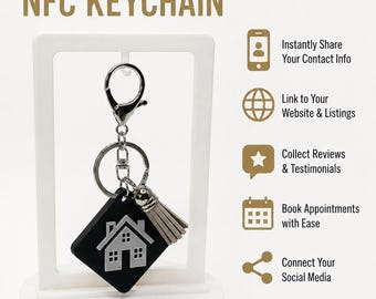 Realtor NFC Keychain | Tap to Share Contact, Listings, Social Media