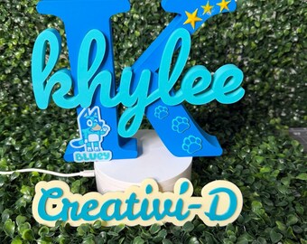 Personalized 3D Name Sign | Bluey Character Theme Decor, Kids Room, Nursery