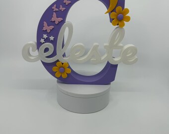 Personalized Moon Name Sign | Custom Butterfly Nursery Decor, Girls Bedroom Wall Art