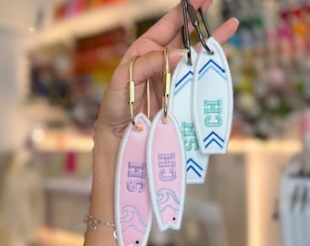 Surfboard ITH Bag Tag Embroidery File | Instant Download | Personalized DIY Handmade Gift
