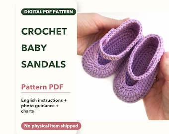 Crochet Baby Sandals Pattern PDF, 11–12 cm Sole, Photo Tutorial and Charts
