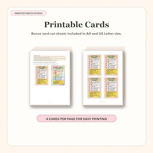 May include: Printable cards featuring safety rules for painting, with text reading Let's Paint Safely. The document includes instructions and four cards per page for easy printing, available in A4 and US Letter size formats for convenience.