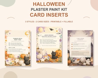 Halloween Plaster Paint Kit Insert Cards, Printable Safety and Thank You Cards