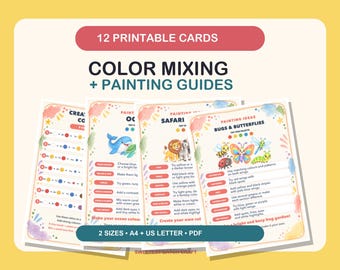 Color Mixing Cards, Painting Guides for Kids, Printable Craft Kit Inserts, Plaster Painting PDF