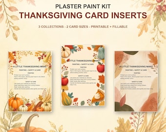 Thanksgiving Plaster Paint Kit Insert Cards, Printable Instructions and Customisable Thank You PDFs