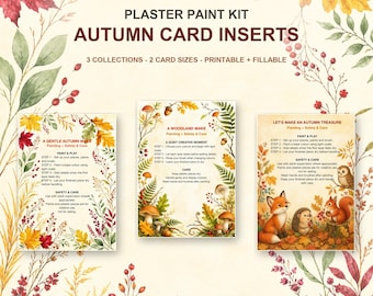 Autumn Plaster Paint Kit Insert Cards, Printable Instructions and Customisable Thank You PDFs