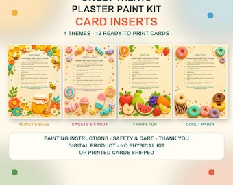 Sweet Treats Plaster Paint Kit Insert Cards, Printable Instructions, 4 Themes