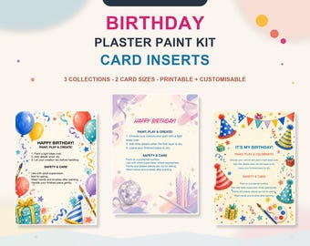 Birthday Plaster Paint Kit Insert Cards, Printable and Customisable PDF Bundle