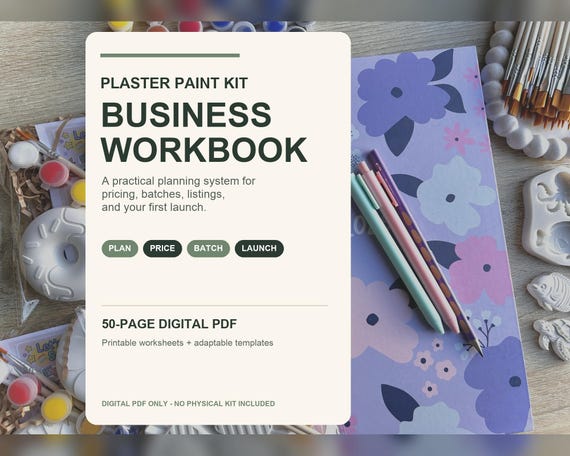 Plaster Paint Kit Business Workbook PDF, Craft Business Planner, Pricing Calculator, Etsy Listing Checklist
