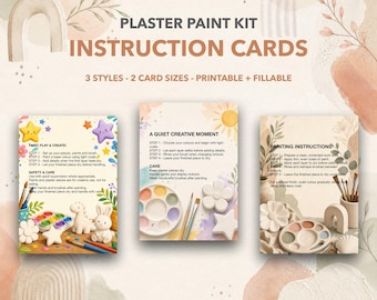 Printable Plaster Paint Kit Instruction Cards - Painting, Safety and Thank You Inserts