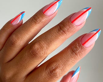 Electric Tide | Modern Abstract Press-On Nails