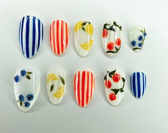 Fresh Picked | Fruit Press On Nails | Handmade Reusable Press Ons