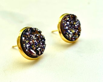 Stardust Studs - Druzy Earrings - Druzy Studs