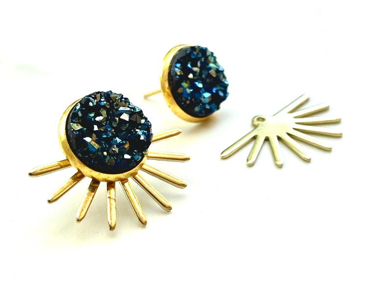 Druzy Ear Jackets Druzy Studs Sun Studs image 5