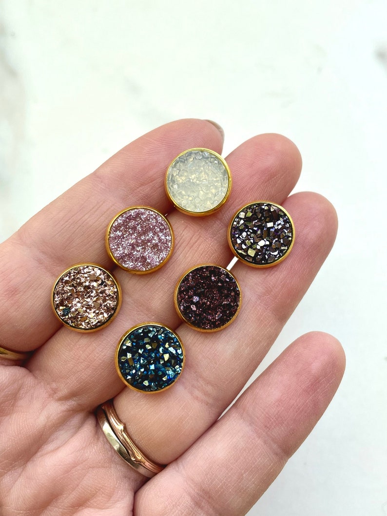 Stardust Studs Druzy Earrings Druzy Studs image 5