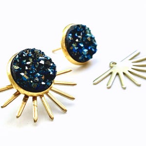 Druzy Ear Jackets - Druzy Studs -Sun Studs