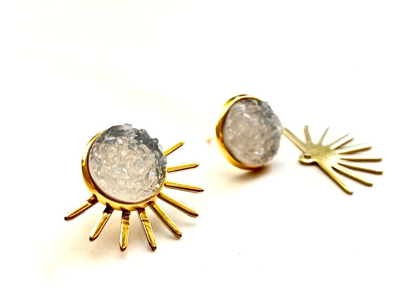 Druzy Ear Jackets Druzy Studs Sun Studs image 1