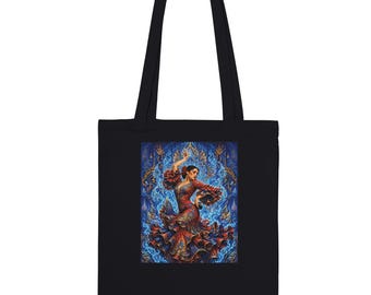 Fuoco siamese, anima andalusa / Ballerina di flamenco x Arte del tempio blu thailandese / Borsa tote premium