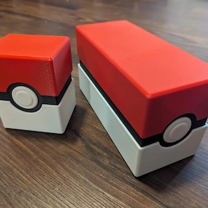 Trainer Ball Deck Box | TCG Card Storage Box | Trading Card Deck Case | Red and White Deck Holder | Tabletop Gaming Accessory