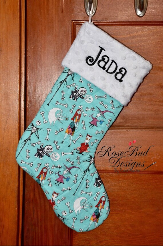 Jack, Sally Kids Quilted Christmas Stocking *Custom Order*