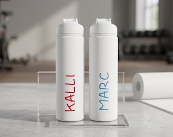 Personalized 24oz Stainless Steel Water Bottle | Custom Name, Island Inspired Design