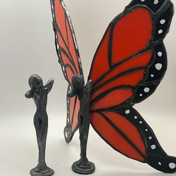 Lead Casting Butterfly Lady Figure and Wing Pattern  for Stained Glass