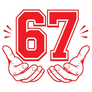 67 Svg, Röd 67 Händer Svg, 67 Sex Sju, 6 7 Svg, 67 Nummer Svg, Sport 67 Svg Png, Six Seven Sports Logotyp, Digital Nedladdning
