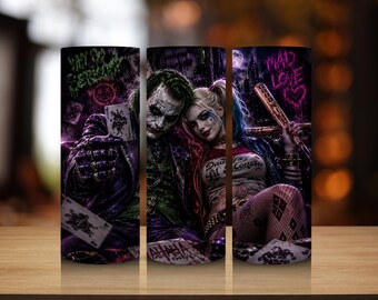 Joker and Harley Quinn | Tumbler Wrap Design | Digital Download | Printable 20oz Tumbler Sublimation
